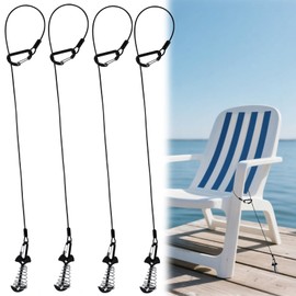 4 Set Strong Outdoor Furniture Deck Anchor Deck or Dock Anchor for Gap Between Boards-Marine Grade Fishbone Deck Anchor Pegs with Carabiner Cable-400 LB Break Strength Easy Relocate Chair Table Chaise