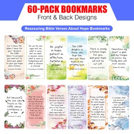 NewEights Reassuring Bible Verses About Hope Bookmarks (10-Sets X 6 Cards) - Daily Motivational Card Set – Collection Set Book Page Clippers – Ideal for Church Ministry Gifts for Boys and Girls