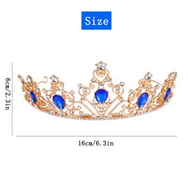 MEZHEN Crystal Crown Tiara Crown Women's Rhinestone Crown Girls Bridal Hair Accessories Tiara Wedding Headpiece for Birthday Banquet Party Gift Bridal Jewellery Blue