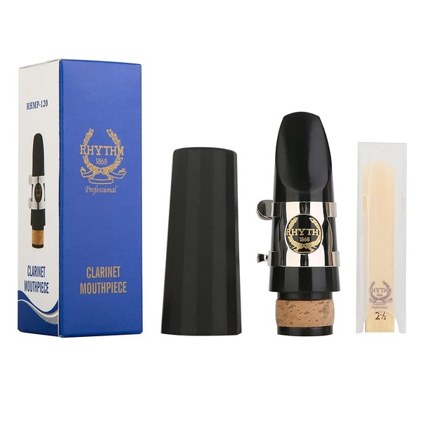 Rhythm Clarinet Mouthpieces Set, Clarinet Mouthpiece Kit with Ligature, one Clarinet Reed and Plastic Cap