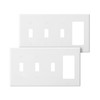 Bates- Combination Wall Plate, 2 Pack, 3-Toggle/1-Decorator, White Light Switch