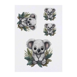 4 x 'Cute Baby Koala in Leaves' Temporary Tattoos - Water Resistant, Skin-Safe, Non-Toxic Transfers, Mixed Sizes (TO00060864)