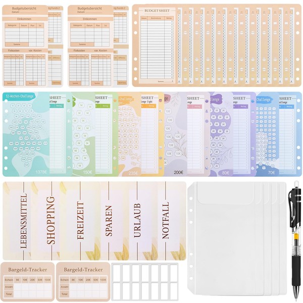 REJOECE A6 Savings Challenge Budget Planner, Budget Planner German Accessories,