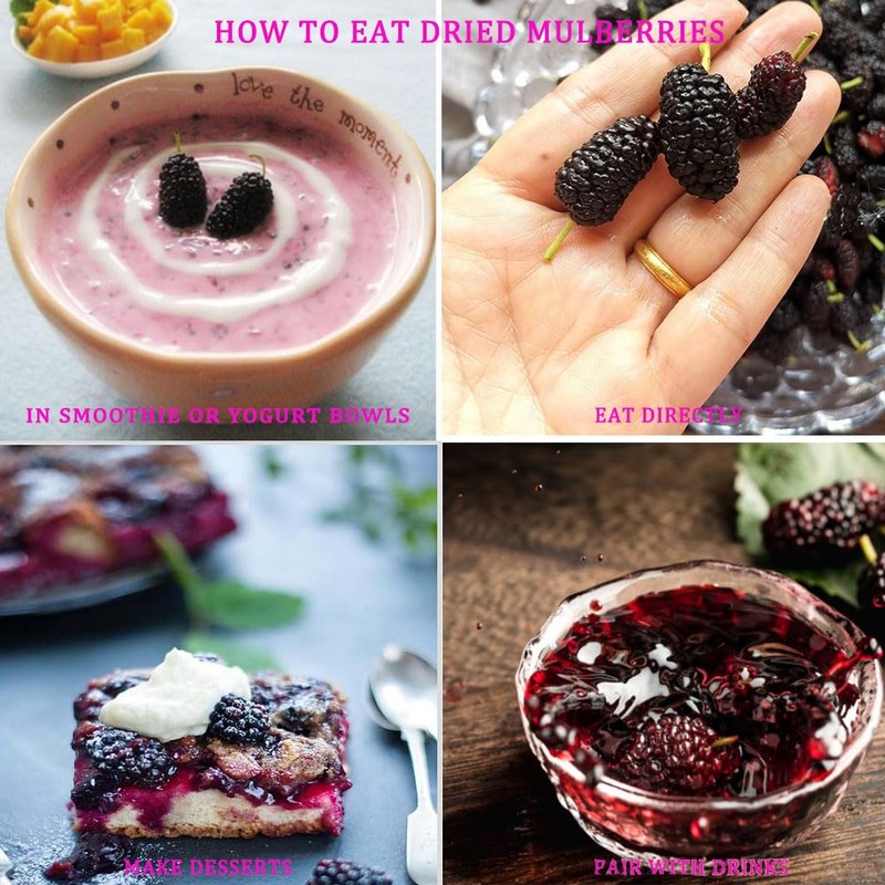 GCYYSIQS Dried Black Mulberries Black Mulberry Dried Fruit Dried Mulberries