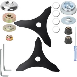 2 Pack 10 Inch Brush Cutter Blades 3 Teeth Durable Steel Weed Wacker Blades Replacement Trimmer Blade Compatible with Husqvarna, Stihl, Ego, Oregon, Hitachi, Makita Brush Cutter, Weed Wacker