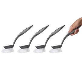 VonBueren 4 x Dish Brush Grey | 29 x 5.5 cm per Dish Brush | Kitchen Brush / Brushes for Kitchen and Cleaning | Washing Up Brushes | Brush with Ergonomic Handle | Cleaning Brush