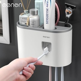 Hojudo Bathroom Toothbrush Holders,Toothbrush Holder Bathroom Accessory with Toothpaste Dispenser,Wall Mounted Bathroom Toothbrush Holder with Cup, Home Bathroom Accessories Bathroom Decorations