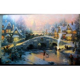 Thomas Kinkade  THOMAS KINKADE Christmas Moonlight BRIDGE Village 2007 GREETING CARD w/envelope
