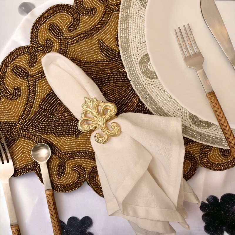 Napkin Rings Set of 12, Fleur-di-lis Napkin Holders, Napkin Rings
