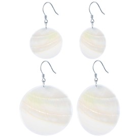 MicLee Fashion Women Girls White Shell Earrings 925 Sterling Silver Round Earrings 2.8 cm / 4.5 cm Creative Fish Hook Earrings, Sterling Silver Sterling silver Shell, No Gemstone