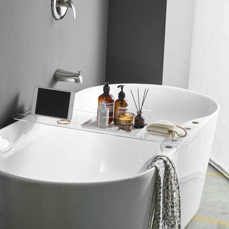 Clear Bathtub Tray Caddy, Bath Tub Rack Shelf, Luxury Bathroom