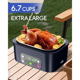 Gorgeous Cordless Electric Lunch Box, 6.7 Cups Smart Timer Auto Heated Lunch Box, 16000mAh Rechargeable Food Warmer for Work, Car, Home, Leakproof Bento Container for Adults (Blue)