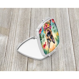 Caroline's Treasures German Shepherd Luau Compact Mirror Decorative Travel Makeup Mirror for Women Girls Gifts Pocket Makeup Mirror Folding Handheld