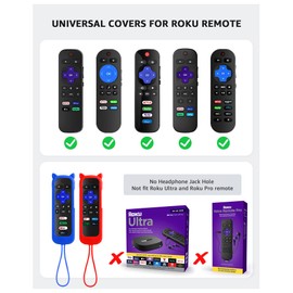 3Pcs Cover for Roku Remote with Cat Ears Design, Silicone Skin Case Compatible with Hisense/TCL Roku TV, Steaming Stick/Express, Universal Replacement Controller. Glow in The Dark Green/Blue/Red