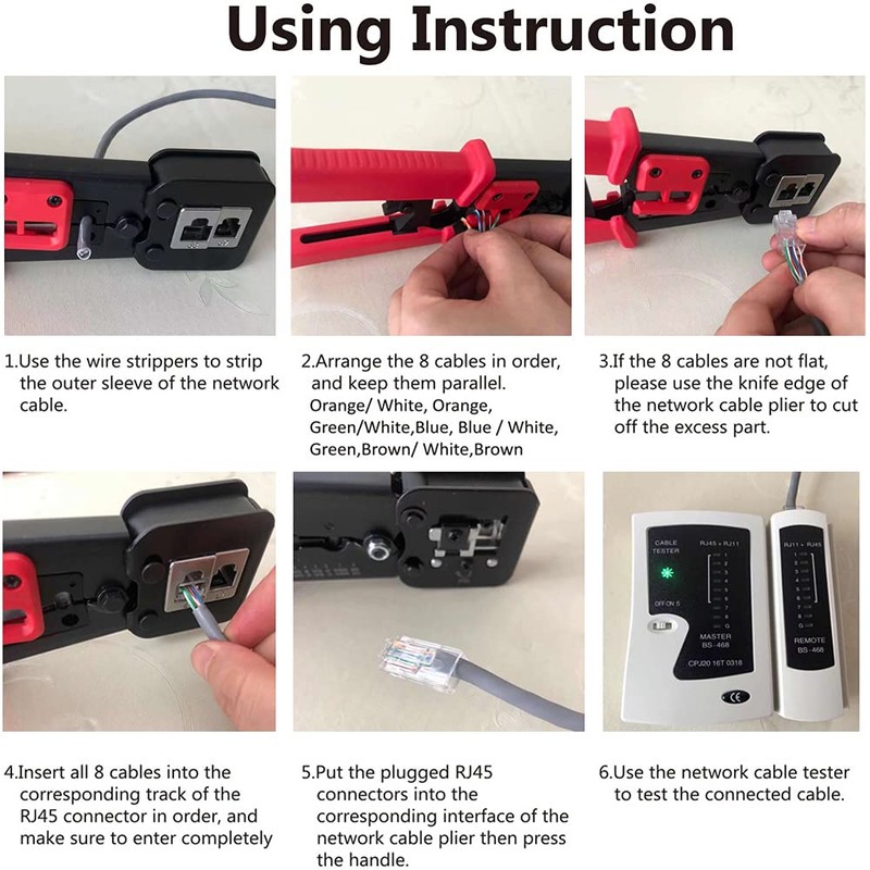 LEATBUY RJ45 Crimp Tool Set Cat5 Cat5e Crimper Cat6 Crimping