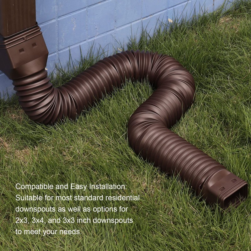 plusgutter 4 Pack Rain Gutter Downspout Extensions Flexible, Drain Downspout