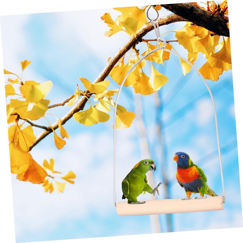 ORFOFE Hummingbird Swing Bird Durable Wooden Perch with Metal Frame
