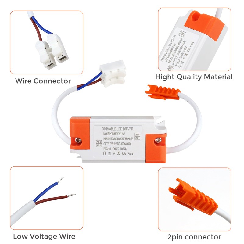 3 Watts 3-11V 300mA Dimmable LED Driver, Recessed Light LED