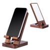 LIKSANGMETALS Wooden Countertop Simple Cell Phone Holder with Mirror (Walnut)