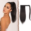 FESHFEN Straight Ponytail Extension 14 inch Natural Long Ponytails Wrap