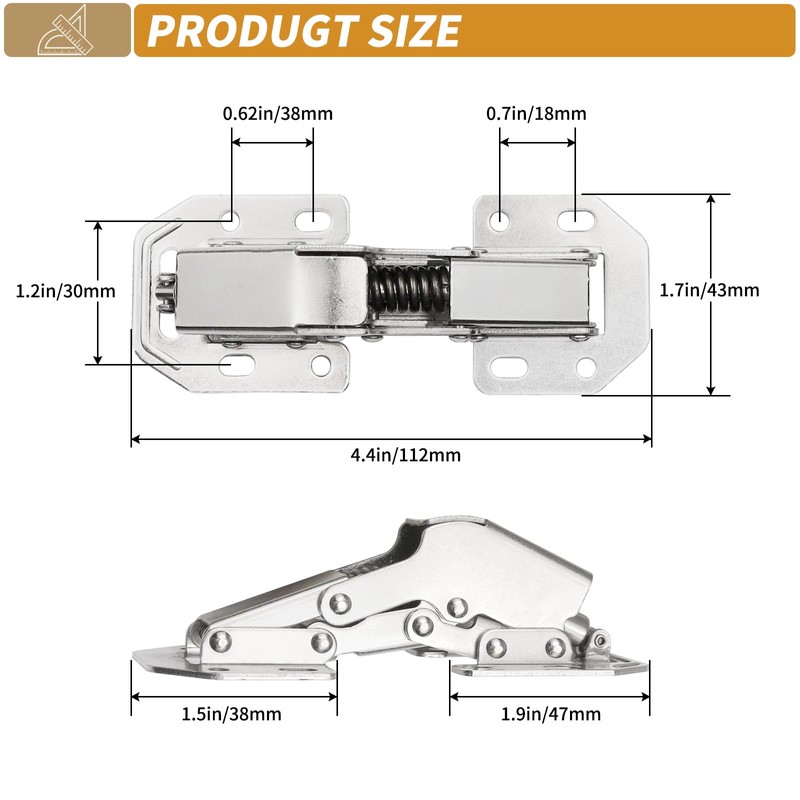 2-Pack Hidden Hinges Soft Close Surface Mount Kitchen Cabinet Hinges,