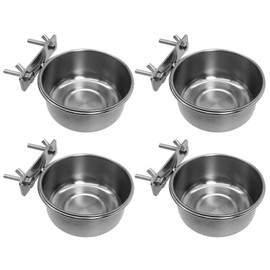 Tfwadmx 4 Pcs Stainless Steel Bird Bowls with Clamp,Clamp Holder Coop Cup,Bird Dishes for Cage, Bird Cage Water Bowl for Cockatiels Lovebird Budgie Chinchilla