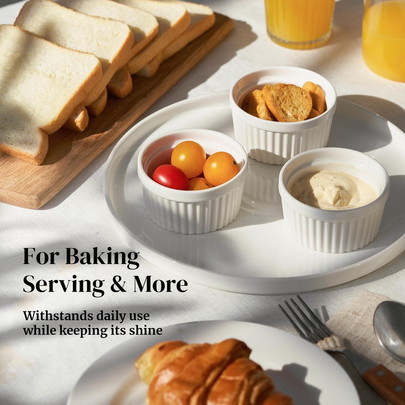 DOWAN Set of 6 Ramekins 4oz Oven Safe Porcelain for