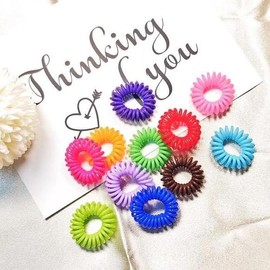 Spring telephone cord hair tie headband random color / 스프링 전화선 머리끈 헤어밴드 컬러랜덤