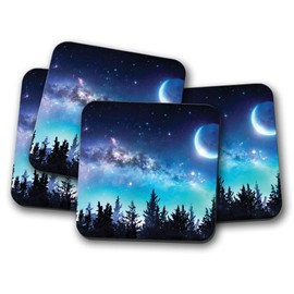 4 Set - Beautiful Night Sky Coaster - Space Stars Forrest Moon Boys #16764