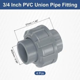 sourcing map PVC Union Pipe Fitting, 4Pcs 3/4" PVC Slip Union Coupling Adapter with O-Ring, Slip Socket Port Connection for Swimming Pools and Outdoor Plumbing Applications (Grey)