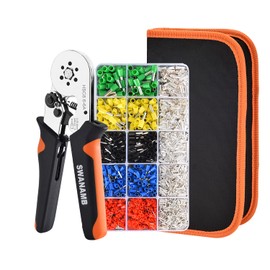 Ferrule Crimping Tool Kit, Self-adjusting Hexagonal Pliers(AWG23-10) Wire Terminals Crimper Kit with 1640pcs End-sleeves Ferrule Terminals Connectors