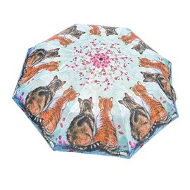 Alex Clark Cats and Blossom Umbrella - Compact Foldable Travel Umbrella - cat lover gifts - Animal and floral design