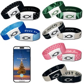 FUYUWIIN 6Pack Daily Bible Verse Bracelets, Bible Verse Bracelet with NFC, Wearable Christian Bible Bracelet, Inspirational Bible Verse Religious Jewelry Gifts for Teens Men Women