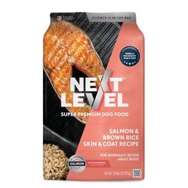 Next Level Super Premium Dog Food – Salmon & Brown Rice Skin & Coat Recipe, Dry Kibble for Normally Active Adult Dogs, 24% Protein, Fish Flavors, with Glucosamine Supporting Healthy Joints (28 Pound)