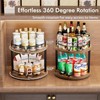 2 Pack 2 Tier Lazy Susan Organizer Wooden Rotating Spice