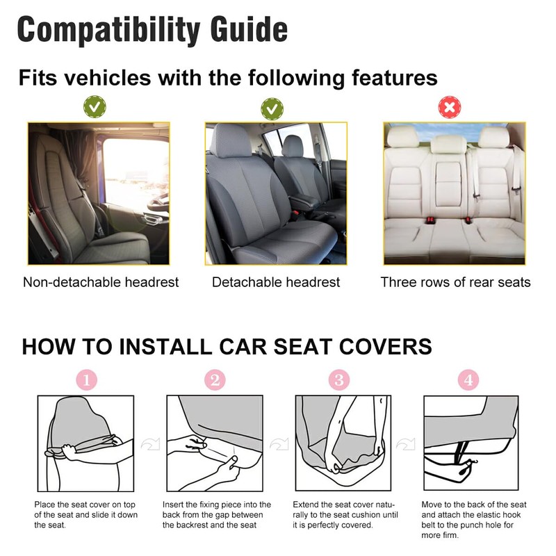 LONSANT Checkered Car Seat Covers Set of 2,Geometric Checkered Plaid