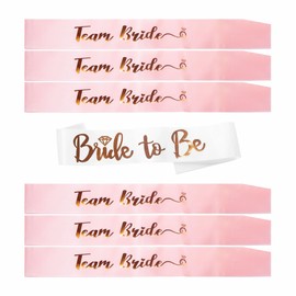 Hen Party Sashes Accessories Set Bride to Be Sash White & 6 x Team Bride Sash Pink, Hen Do Sashes Accessories Wedding Bride and Team Bride Sashes for Bridal Shower Hen Party Decorations