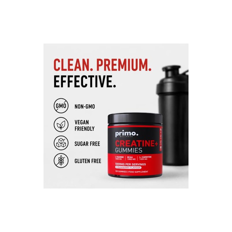 Creatine+ Gummies – Strawberry – 120 Count | 5000mg Creatine