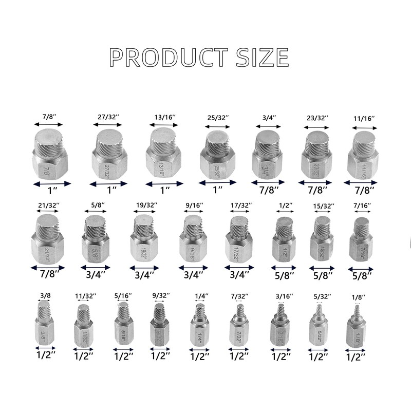 dophee 25Pcs Screw Extractor Set, Hex Head Left Hand Multi-Spline