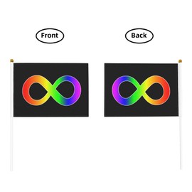 Generic 10 Pcs Handheld Flags Small Mini Flag Stick Flag, Autism Awareness Infinity Symbol 1 Flag For Outside Double-Side Decor Flags For Party Holiday Yard