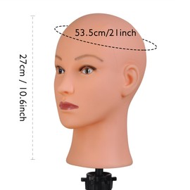 Ruilong Soft Bald Mannequin Head, Professional Cosmetology Female Head for Wig Making Hat and Glasses Display Bald Model Doll Head Orange Color