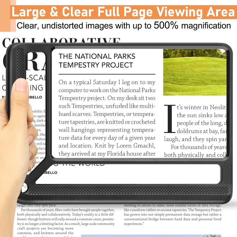 AKKYCVS 5X Full Page Magnifying Glass for Reading, Lightweight Rectangular