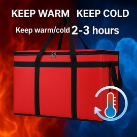 Bodaon 1-Pack Insulated Food Delivery Bag With Hard Bottom, XXXL Pizze Cooler Bags, Dashers Door Dash Accessories, Thermal Cold/Hot Styrofoam Carrier for Doordash/Travel/Shopping/Catering/Car