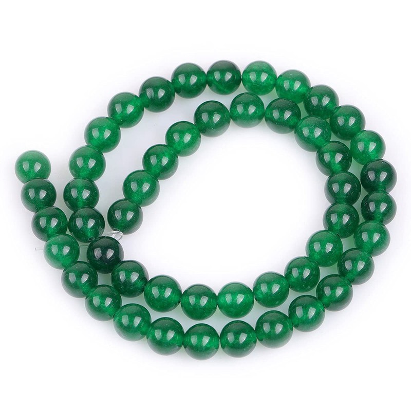 GEM-Inside Natural 8mm Green Jade Round Gemstone Semi Precious Loose