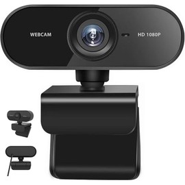 Webcam con Microfono, Camara Web 1080P HD, Camara para PC, Plug＆Play, Enfoque AutomáTico, Clip Giratorio, Cámara USB para Ordenador Portátil, para Videollamadas, Conferencias, Zoom, Skype, Facetime