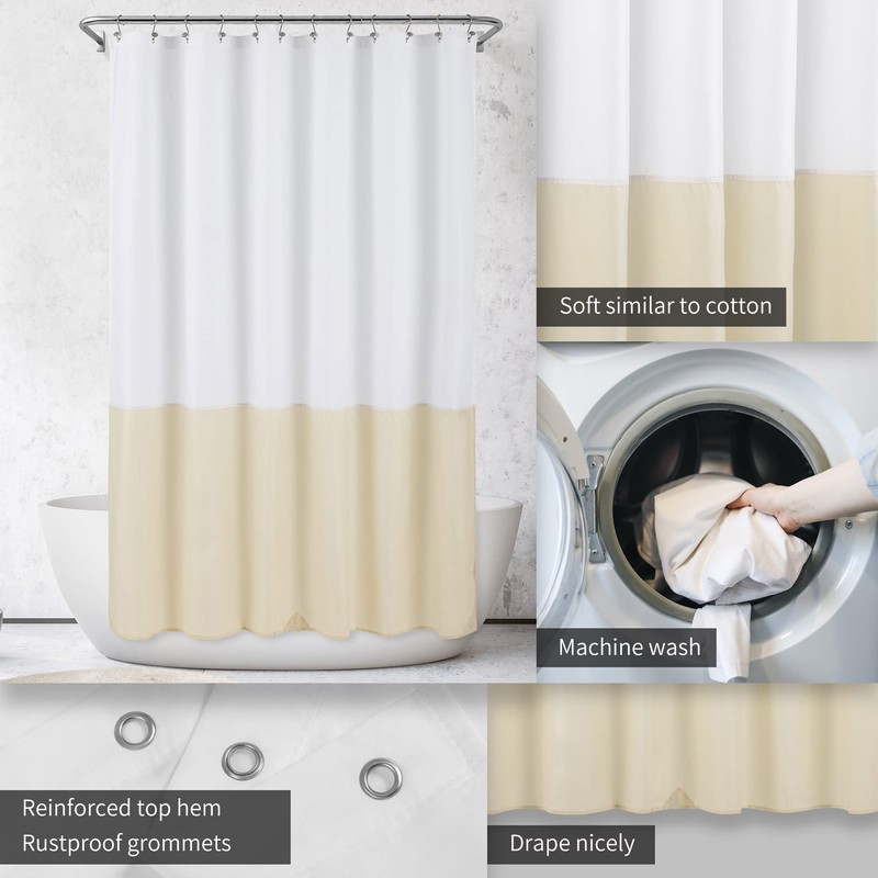 Alyvia Spring Waterproof Fabric Shower Curtain, Soft and Lightweight Fabric