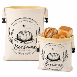 2 Pack Beeswax Bread Bags with Removable Liners