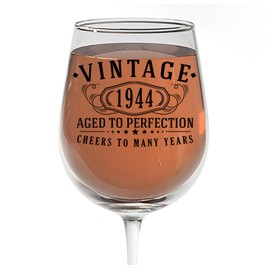 Spotted Dog Company Vintage 1944 Print 16oz Stemmed Wine Glass - 81st Birthday Gifts for Women - Cheers to 81 years old - 81st decorations for Her - Best Wine Lover Gift Ideas Friend Mom - Sister 2.0