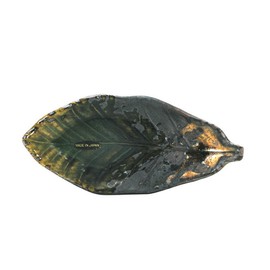 Made in Japan SET of 2 Japanese Dinnerware Sushi Dish Plate Ceramic 6.25" Rustic Metallic Leaf