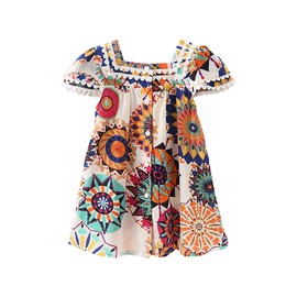 Hipea Toddler Baby Girl Clothes Bohemian Sleeveless Flower Princess Floral Formal Kids Summer Dress Skirt(3-4T)